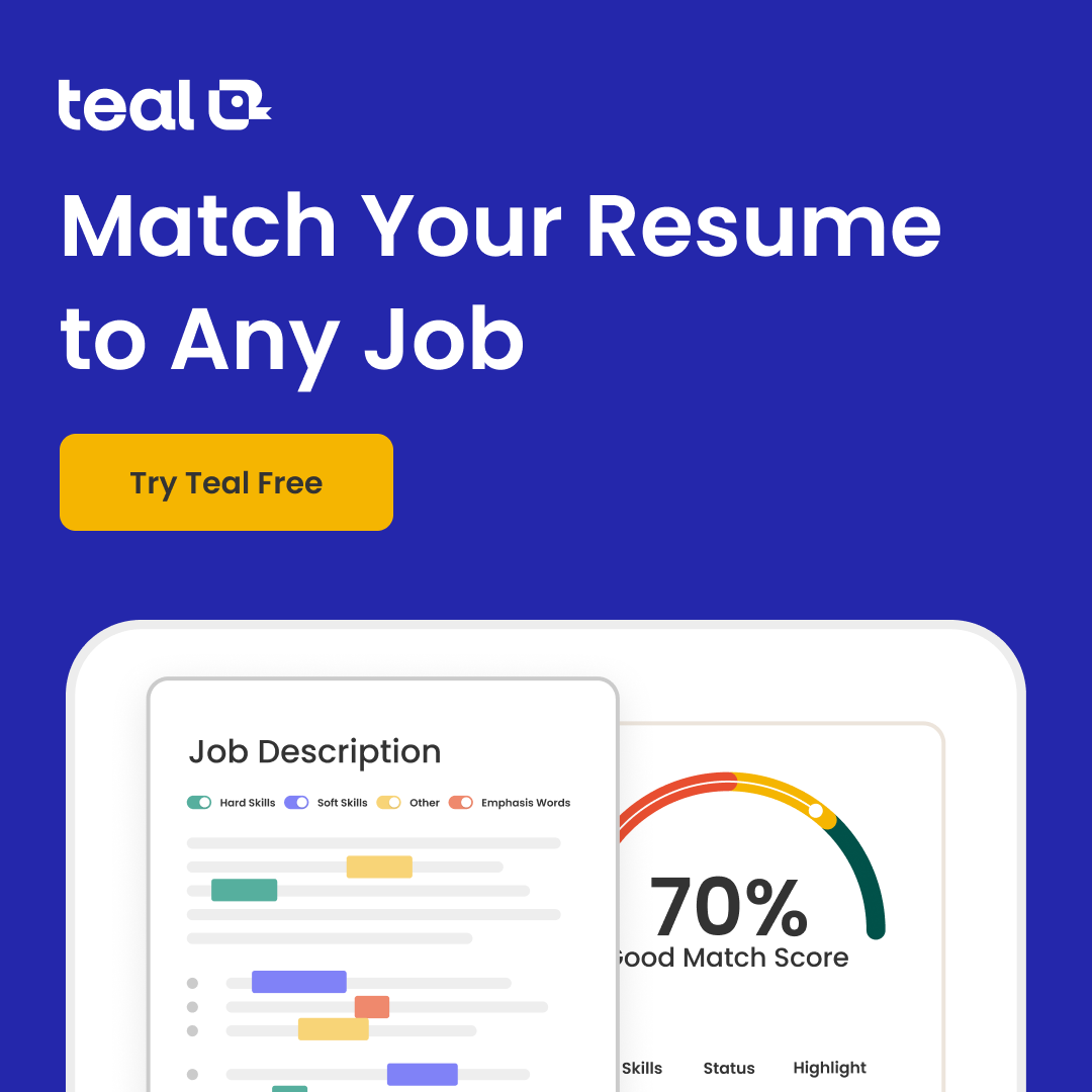 Match your resume to any job - Teal resume builder